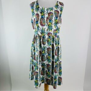 Frock Shop Tropical Pineapple Print Dress Size Large